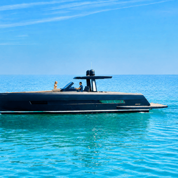 BLACK SHEEP – Fjord 42 Open 3 BLACK SHEEP Fjord 42 Open cruising on the Mediterranean near Mallorca